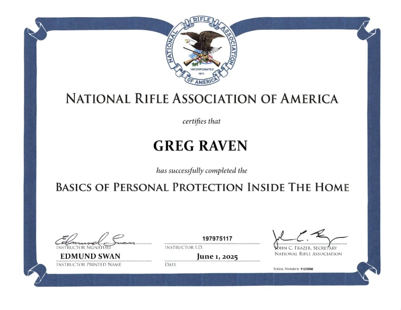 NRA class certificate